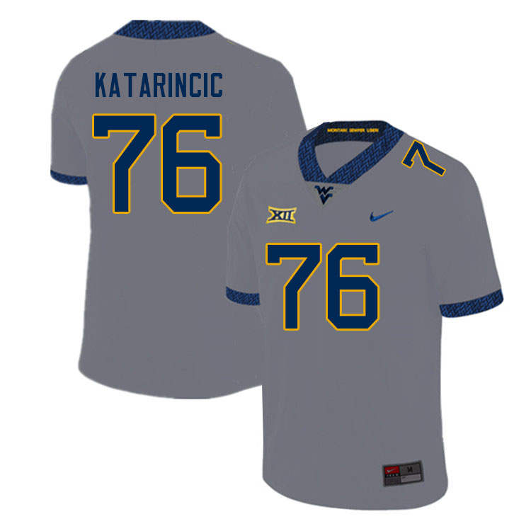 Men #76 Charlie Katarincic West Virginia Mountaineers College Football Jerseys Sale-Gray - Click Image to Close